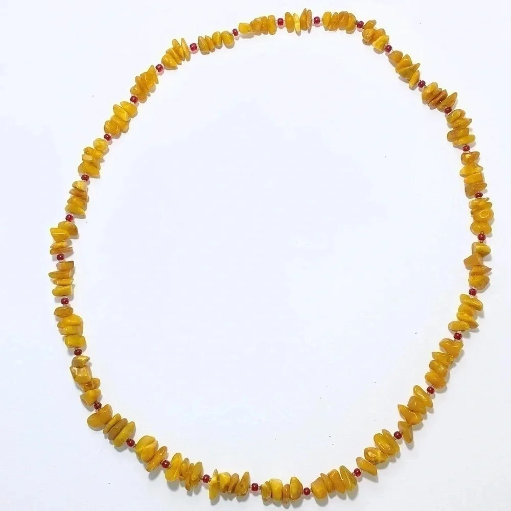 Vintage Baltic Butterscotch Amber with Red Glass Beads Necklace - Picture 5 of 5